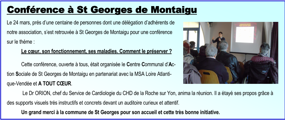 Conférence à St Georges de Montaigu