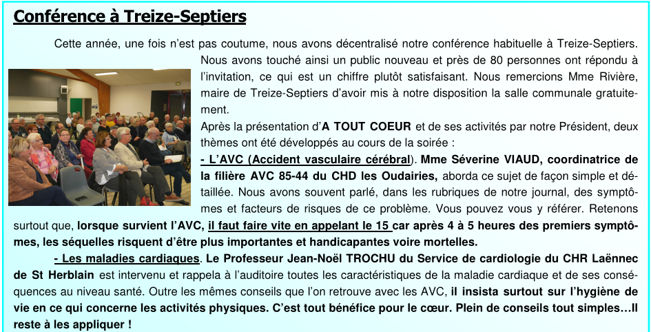 Conférence à Treize-Septiers