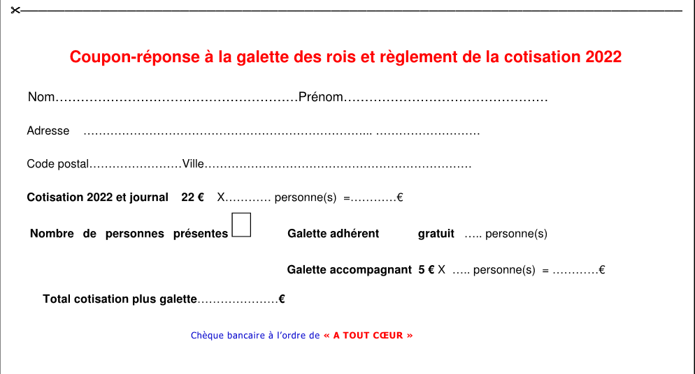 Janvier galette et cotisation