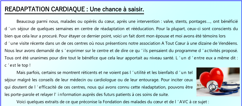 Readaptation cardiaque 1 sur 2