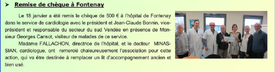 Remise de chèque à Fontenay