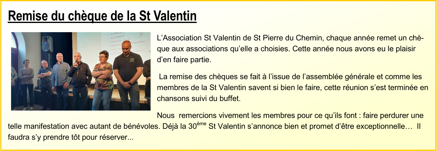 Remise de chèque de la st valentin